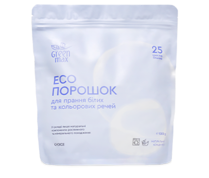 Екопорошок для прання білих та кольорових речей Green Max